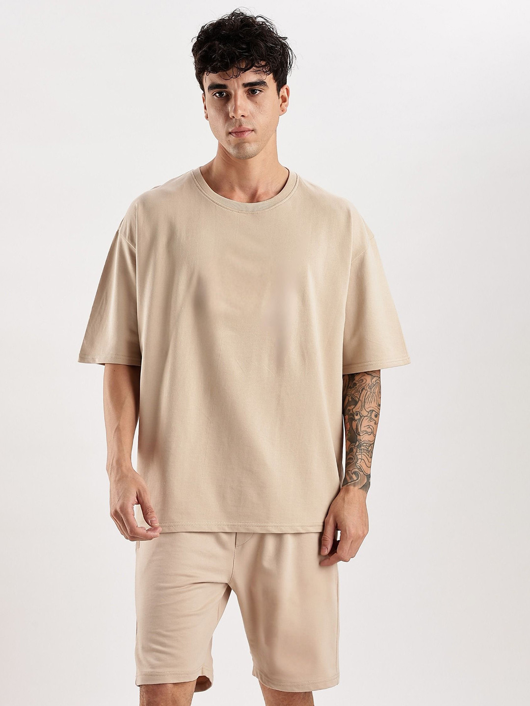 Aerio Men Pure Cotton Relax Fit Co-Ord Set