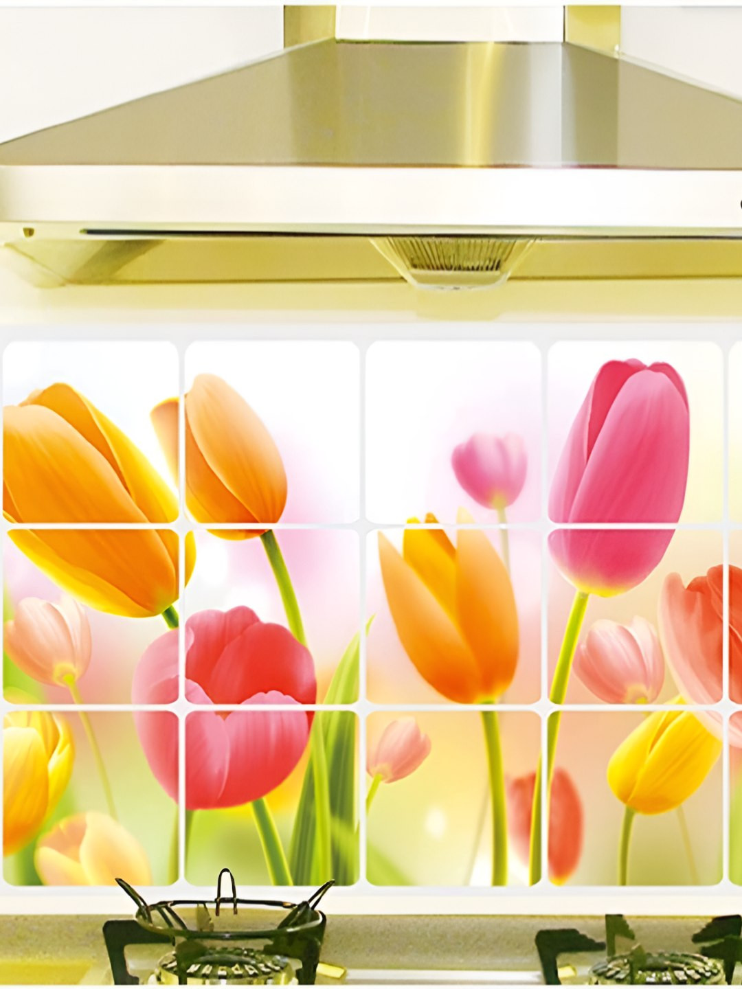 INDIAN ROYALS Pink and yellow Flower Design Self Adhesive Wall Sticker