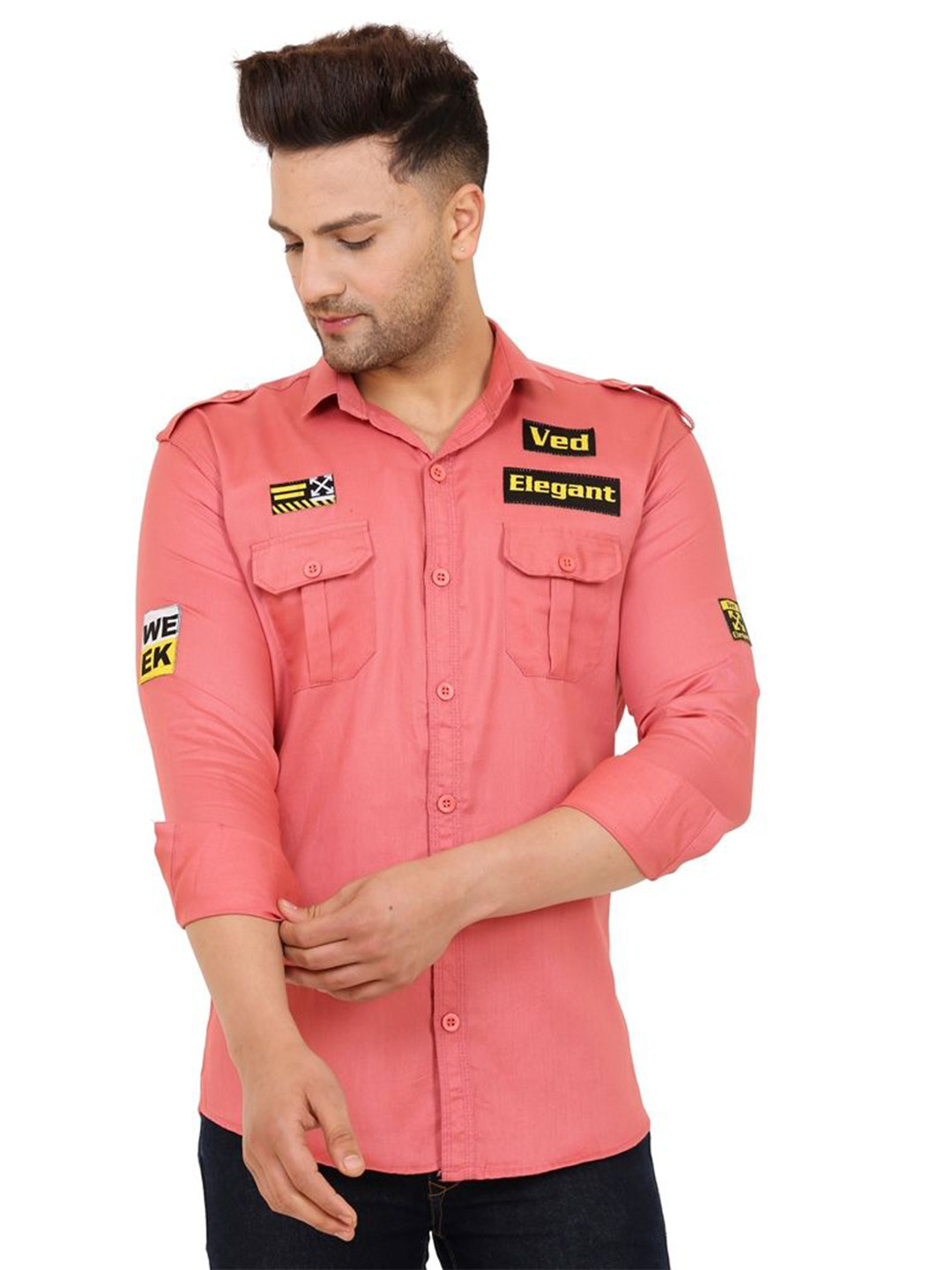 VED ELEGANT Men Graphic Printed Cotton Casual Shirt