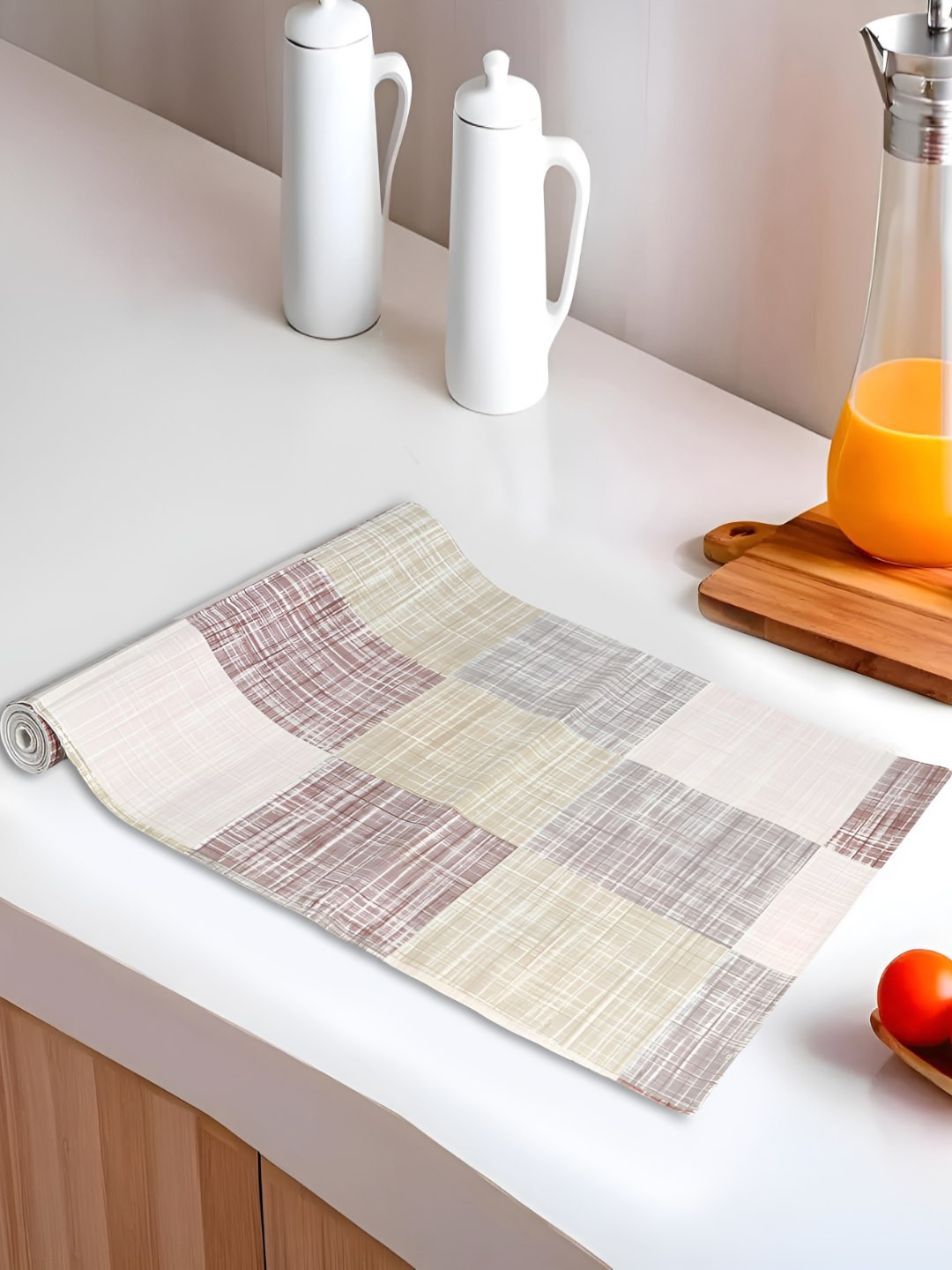 Dakshya Industries Beige & Grey Printed Shelf Liner Organiser