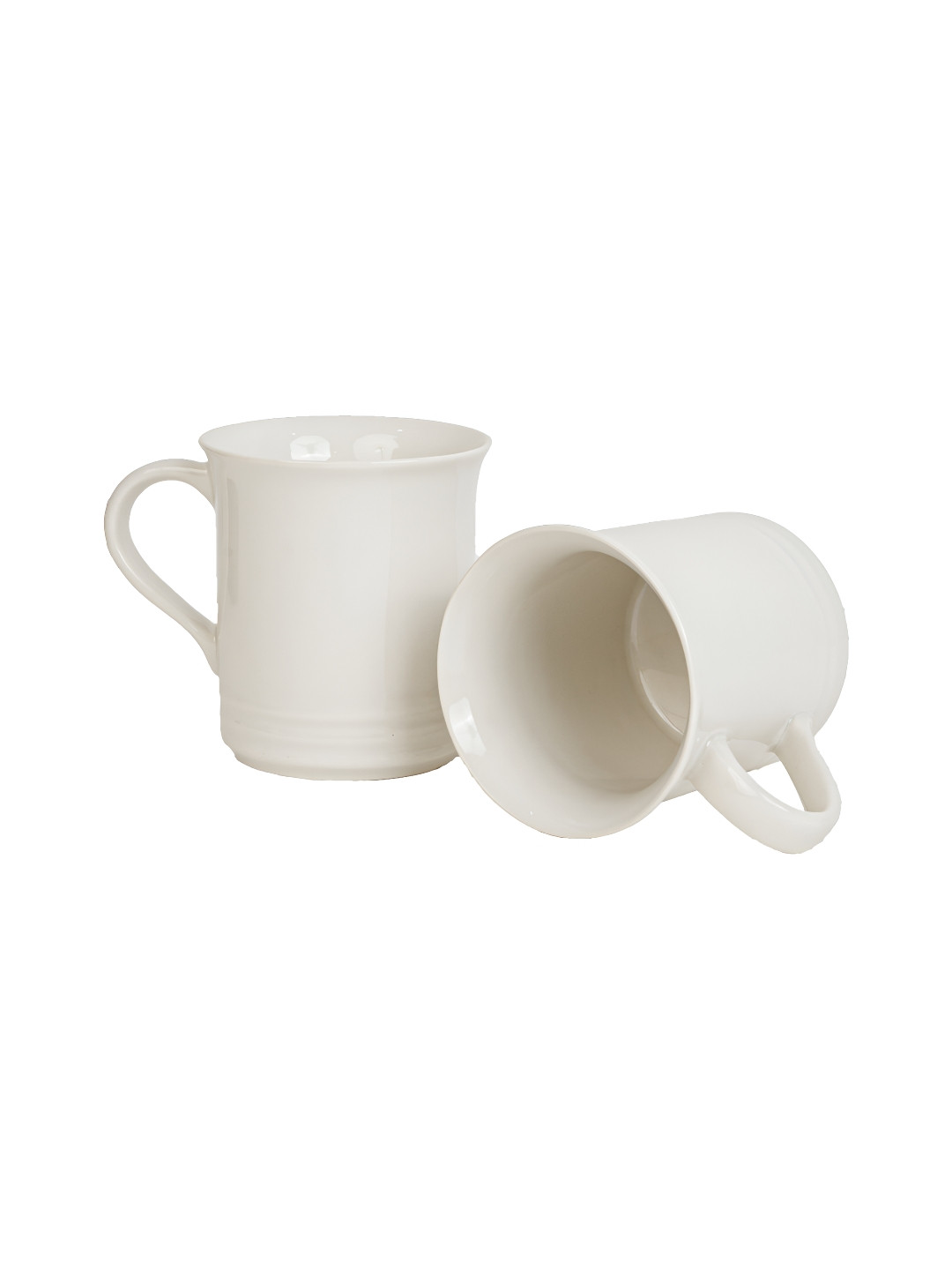 BODHI HOUSE Moksha White Ceramic Microwave Safe 2 Piece Mugs-300ml