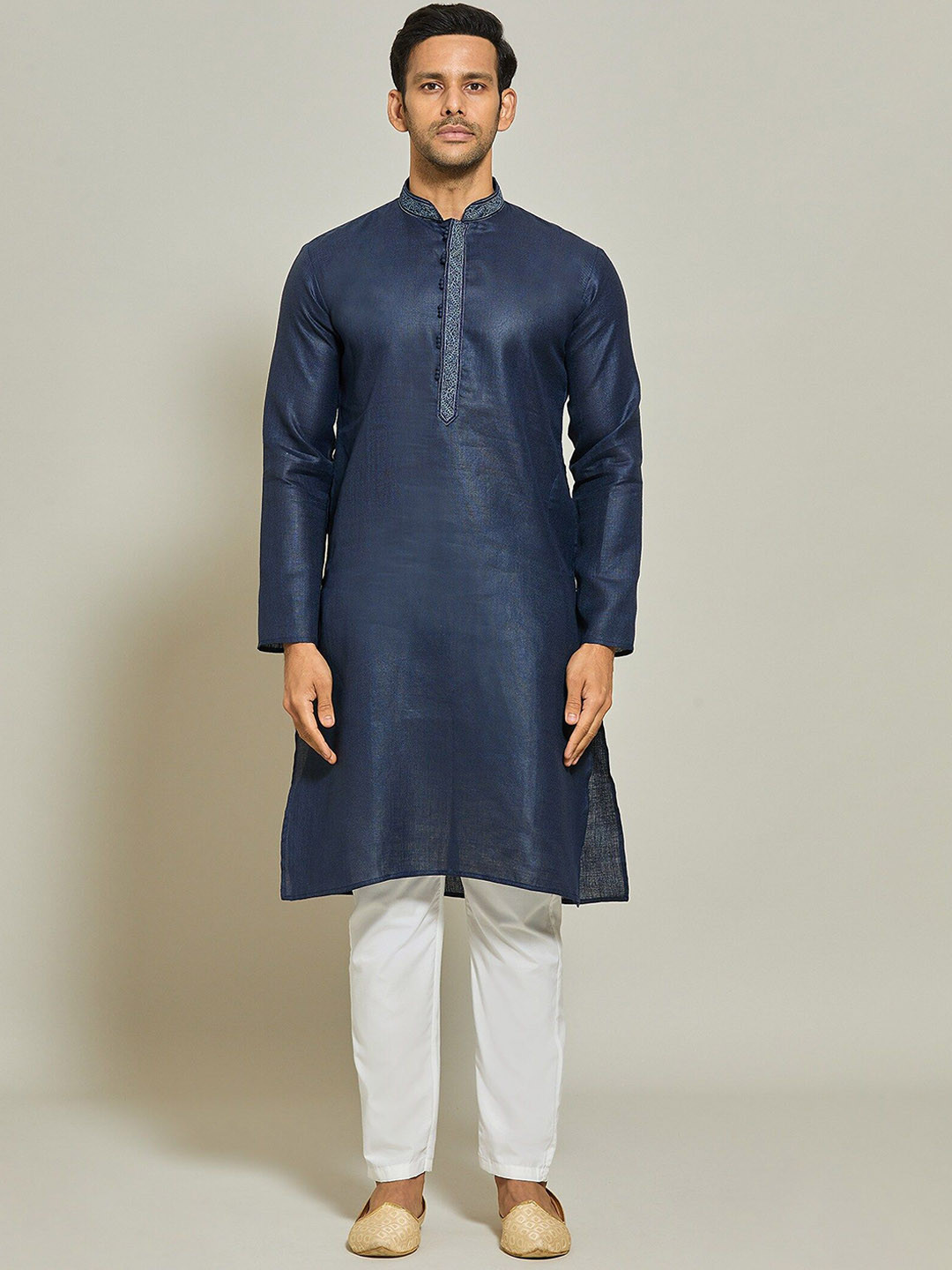Arihant Rai Sinha Thread Work Linen Straight Kurta with Trouser