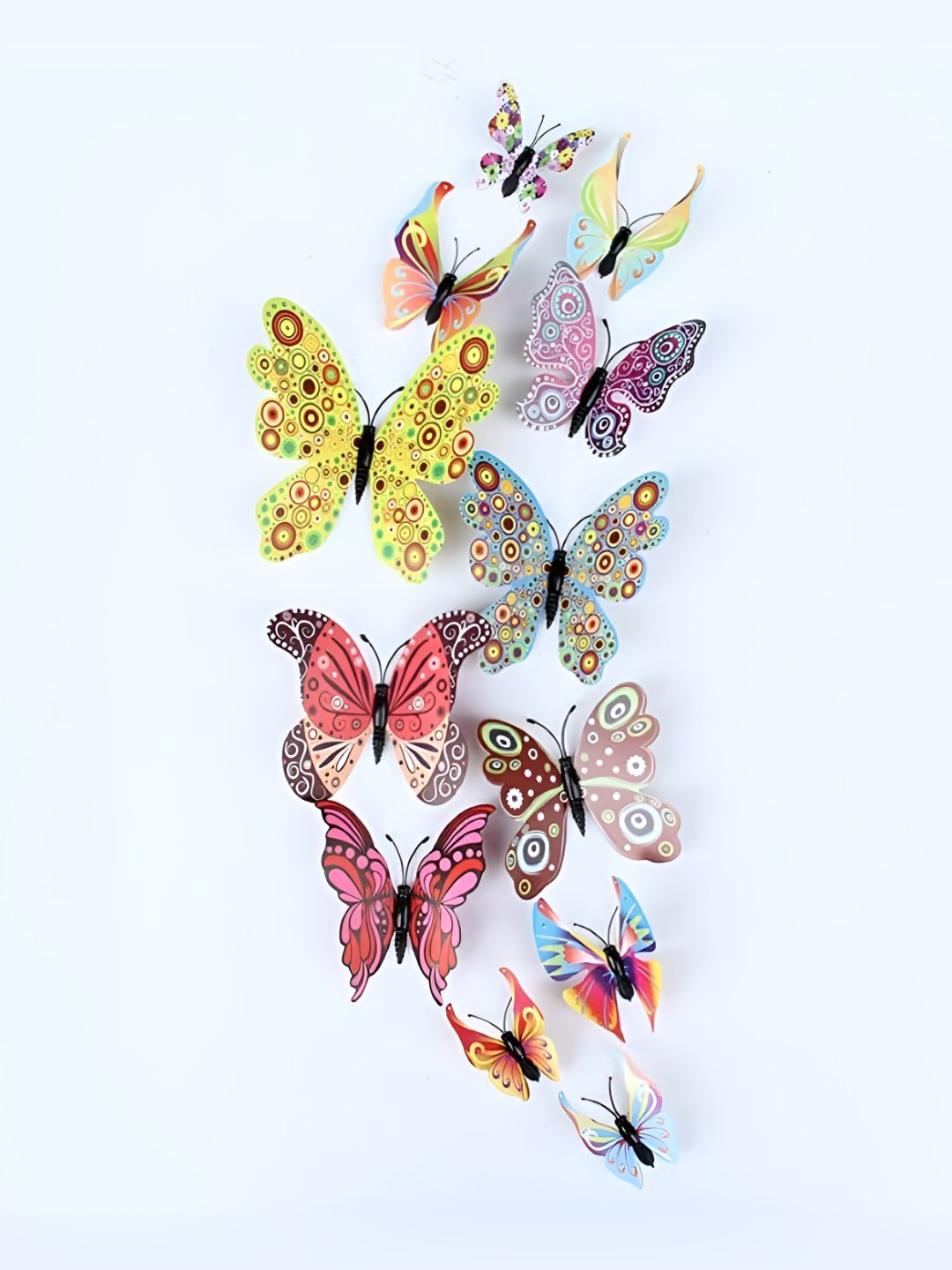 INDIAN ROYALS Set Of 12 Yellow & Red Printed Circle 3D Butterfly Wall Sticker