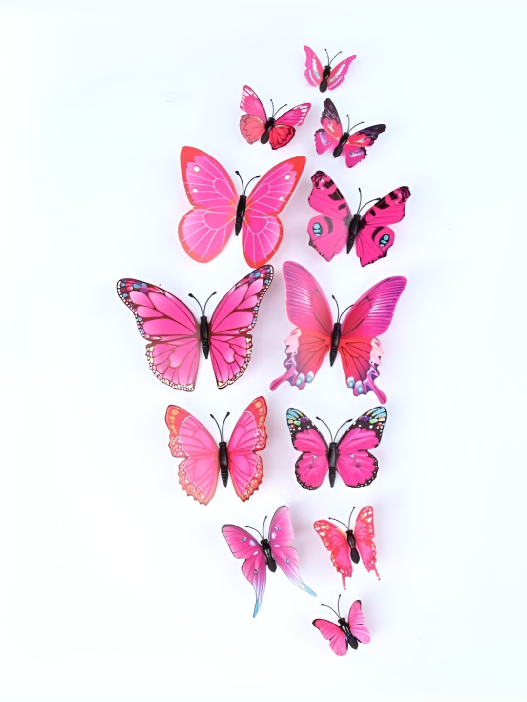 INDIAN ROYALS Set Of 12 Pink & Blue 3D Butterfly PVC Vinyl Butterfly Sticker Sheet