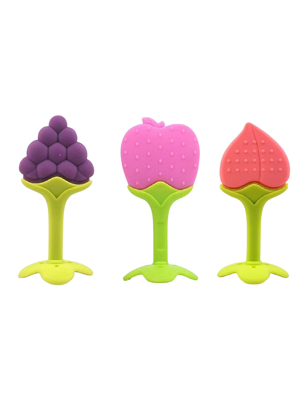 NeonateCare Kids Set Of 3 Peach Apple & Grapes Shaped Teether