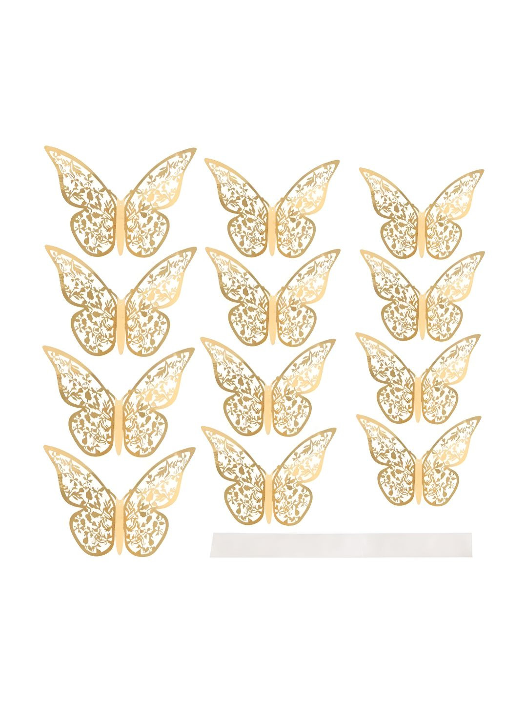 INDIAN ROYALS 12-Pcs Yellow 3D Butterfly Self-AdhesiveWallStickers
