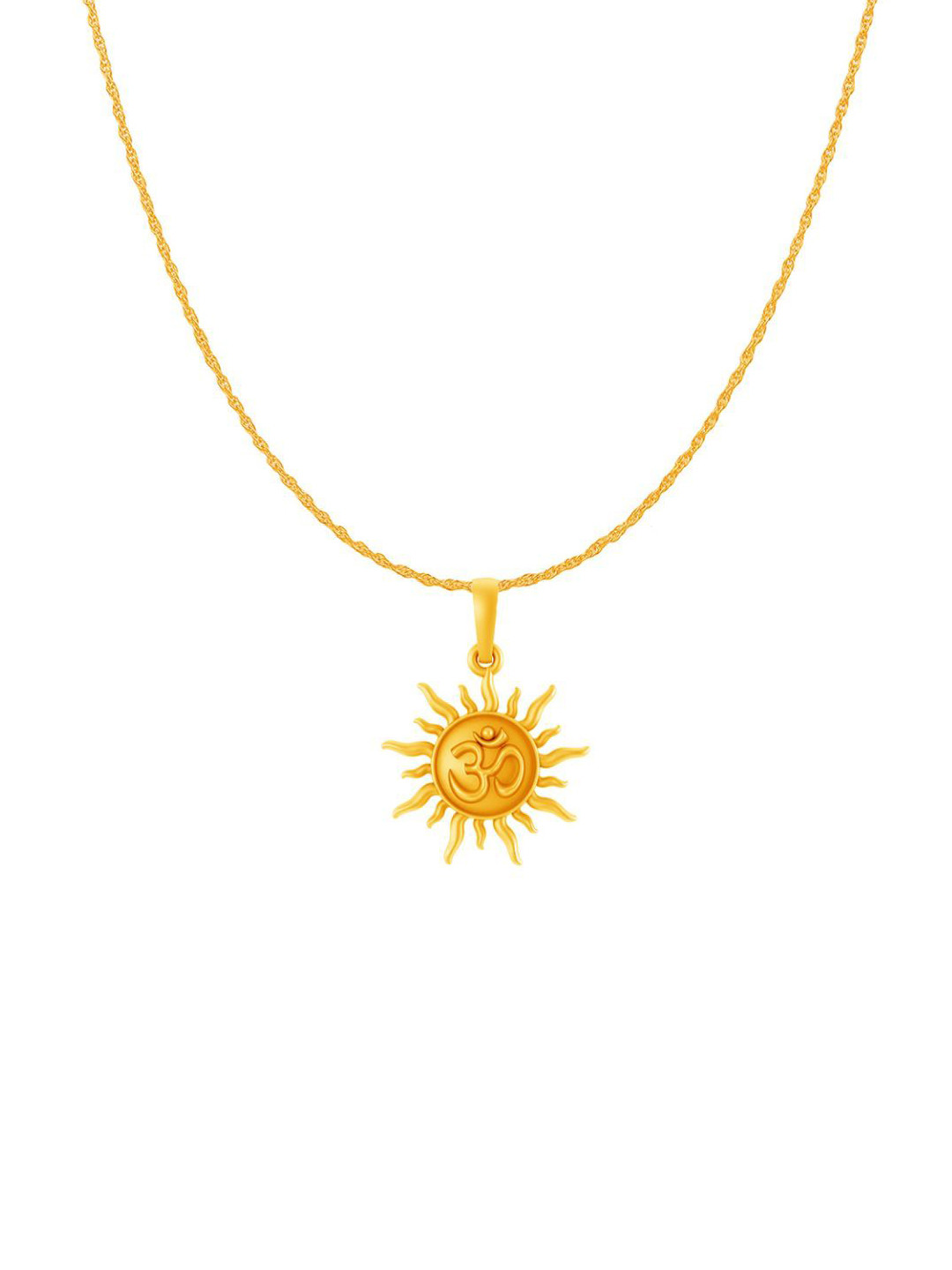Metronaut 92.5 Sterling Silver 22KT Gold-Plated Sun OM Pendant with Rope Chain
