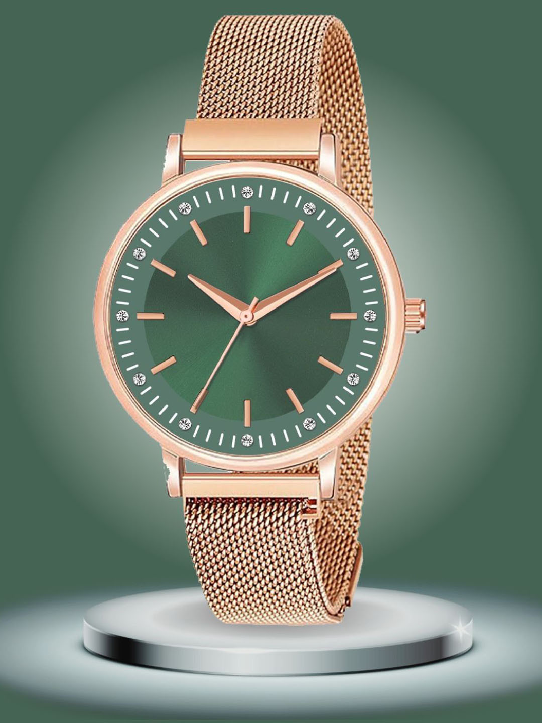 ON TIME OCTUS Women Dial & Stainless Steel Straps Analogue Watch MAG OP-110-GREEN