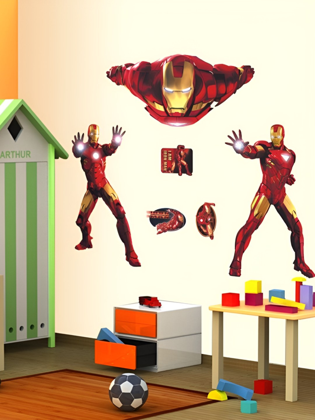 INDIAN ROYALS Red & Yellow Iron Man Decal Avengers Self Adhesive Wall Sticker