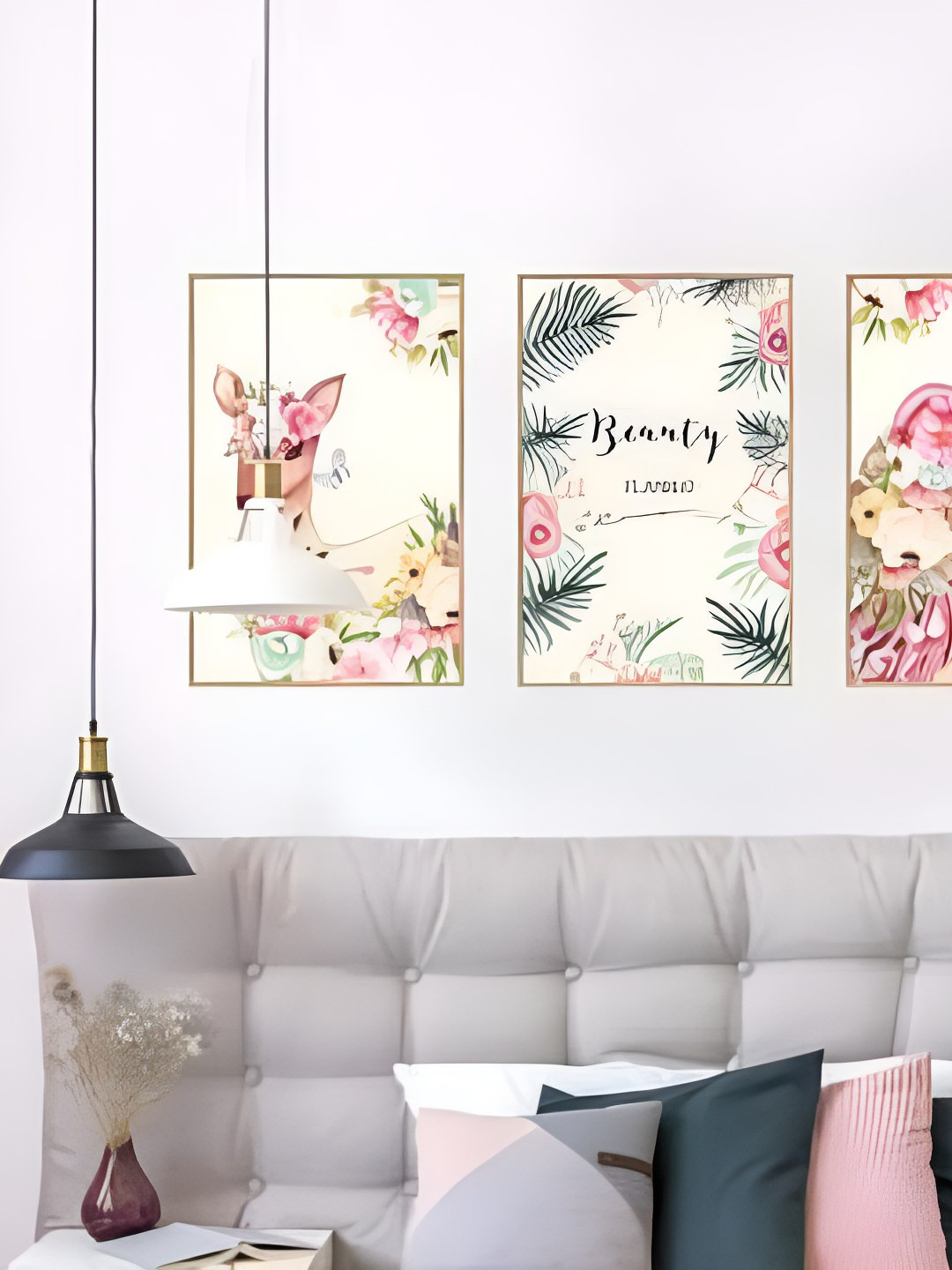 INDIAN ROYALS Pink & Green Unicorn Deer Printed Waterproof Wall Stickers