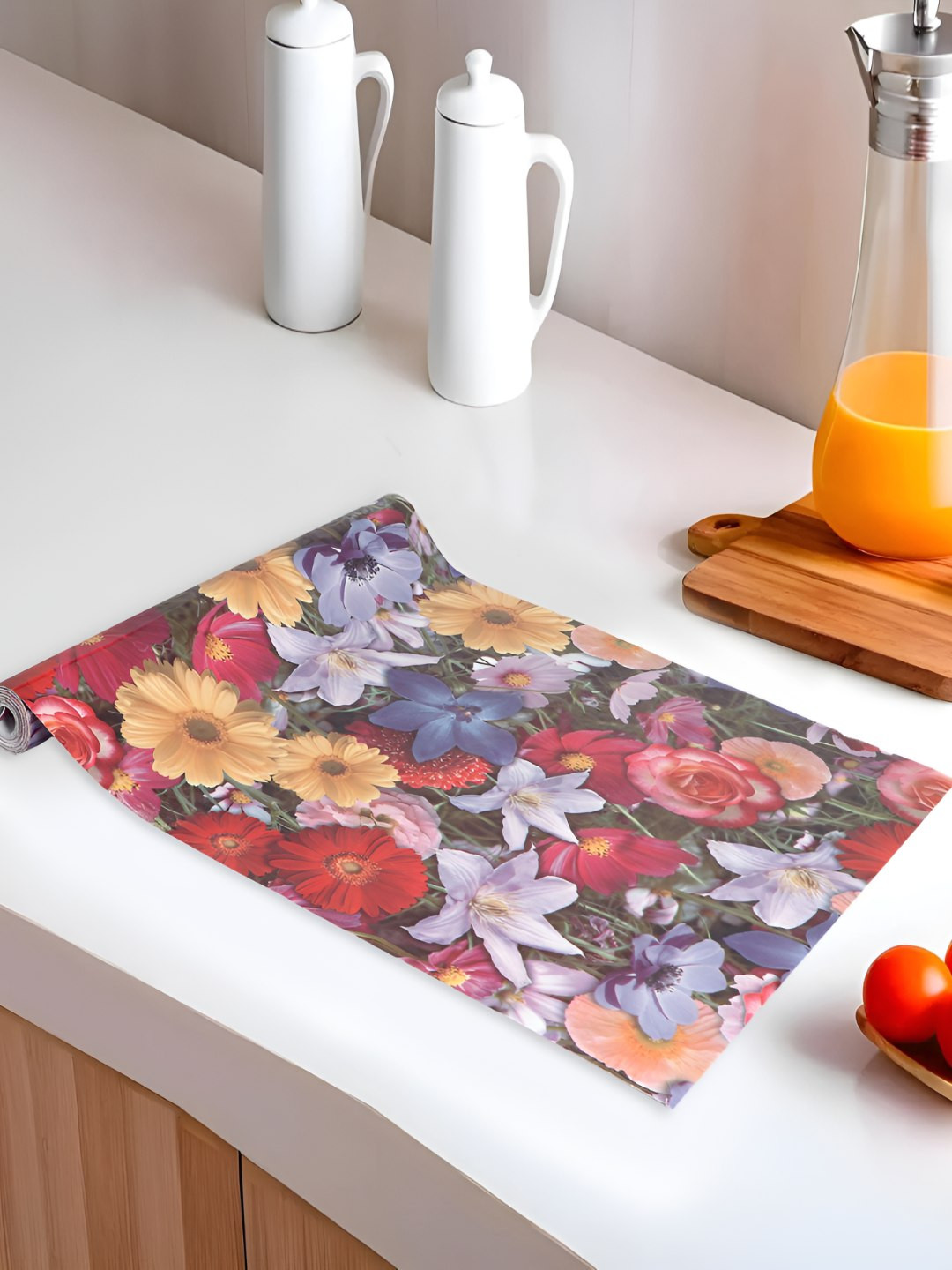 Dakshya Industries Maroon & Yellow Printed Shelf Liner Organiser