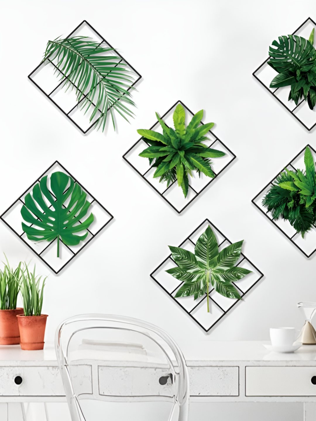 INDIAN ROYALS Green Leaves Printed Self-Adhesive & Durable Wall Sticker