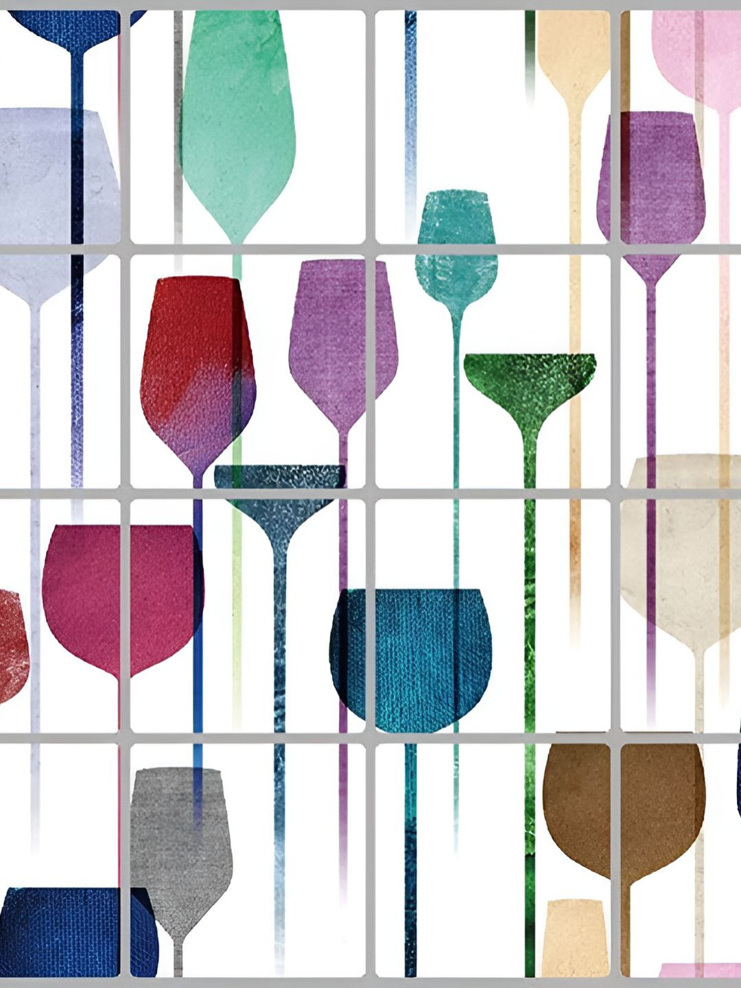 INDIAN ROYALS Red & Green Glass Style Square Oil Proof Self Adhesive Wall Sticker