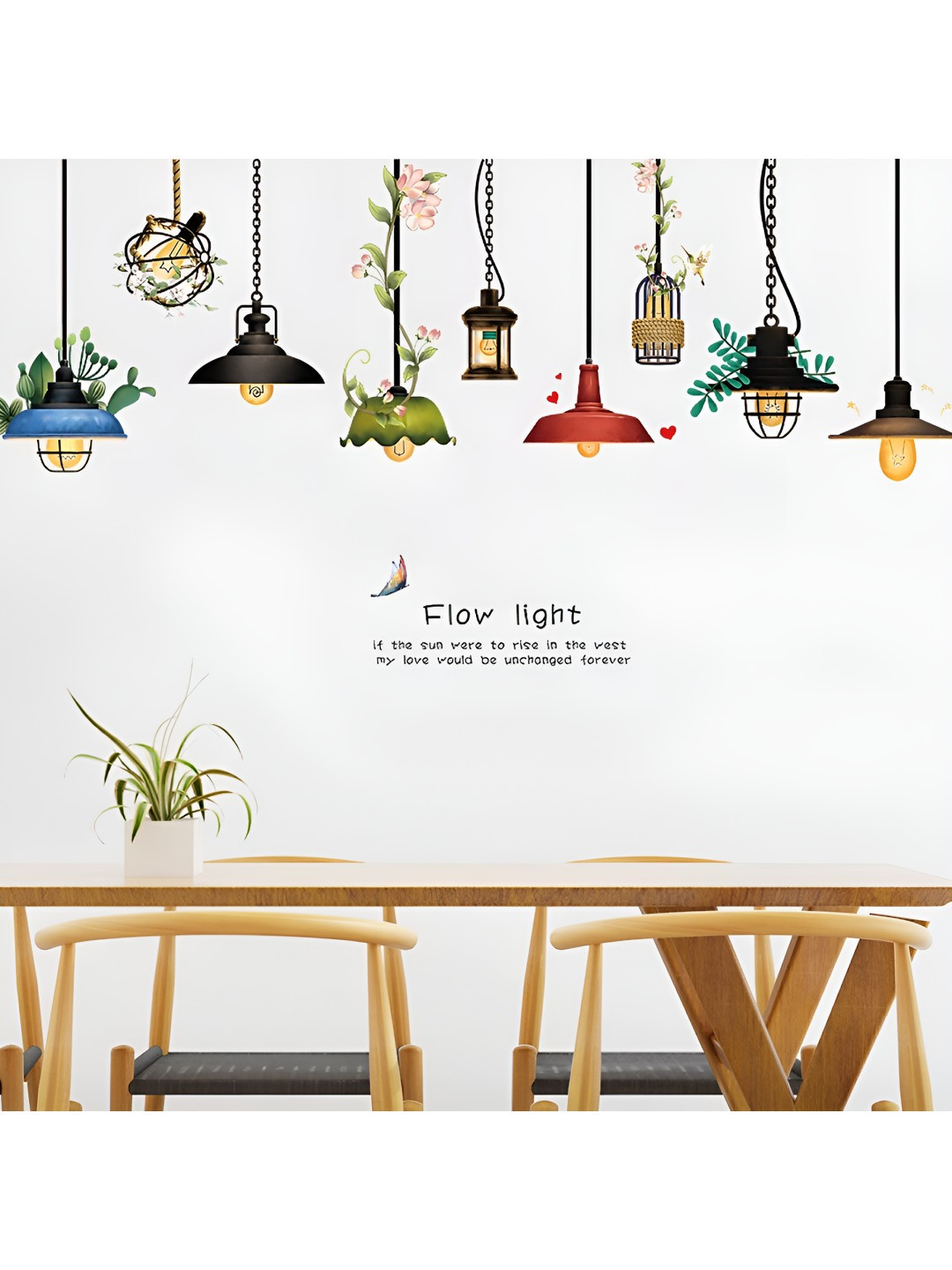 INDIAN ROYALS White & Green Hanging Lamp Design Printed Waterproof Wallpaper