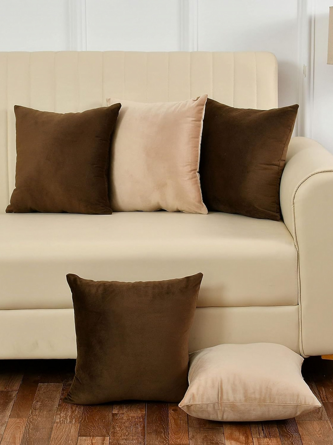 Shadowkart 5 Pieces Fibre Filled Faux Velvet Ultra Soft Cushions