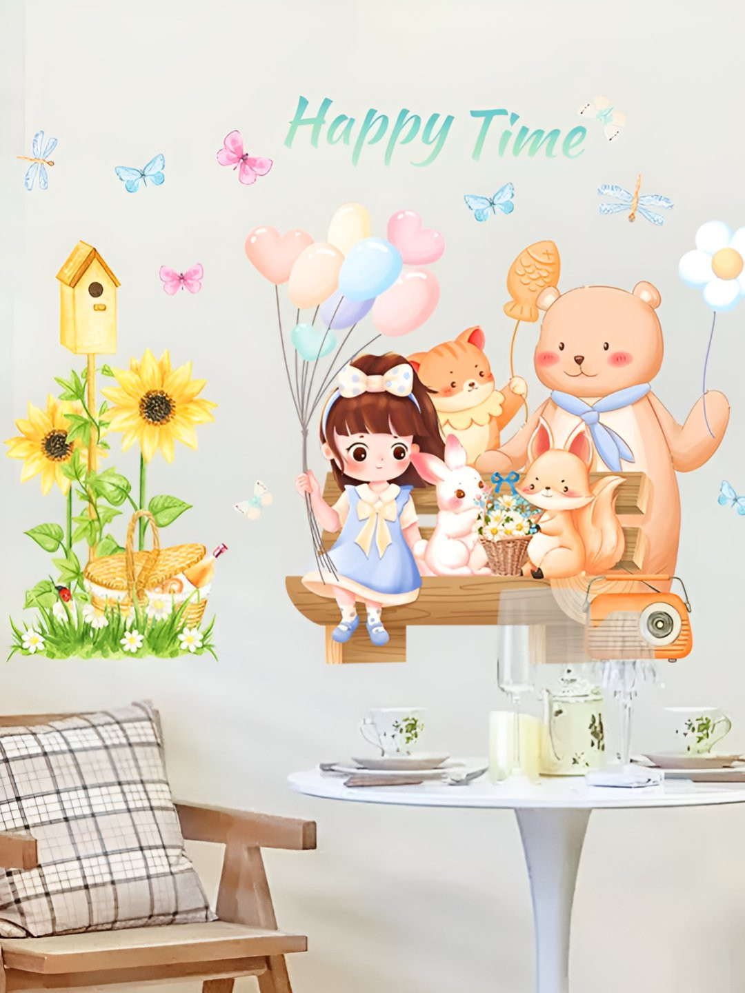 INDIAN ROYALS Peach & Yellow Printed Self-Adhesive & Durable Wall Sticker