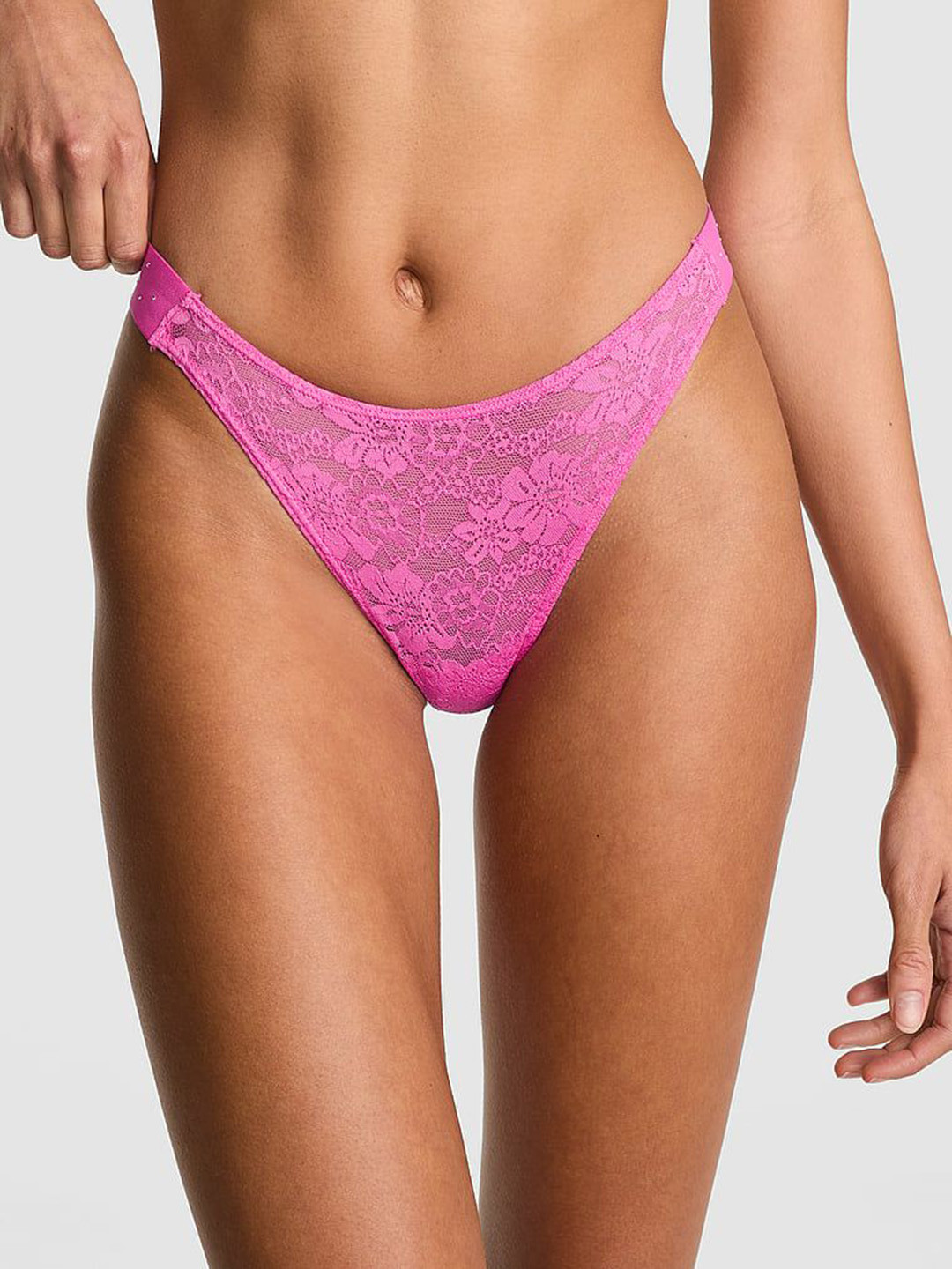 Victoria Secret's PINK Wink Bling Lace Low Rise High-Leg Thong Panty