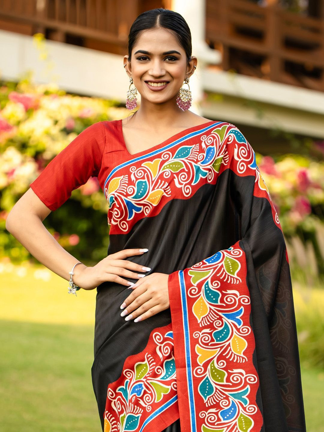 Anouk Rustic Block Print Saree