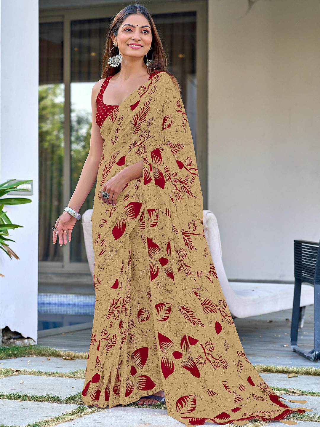 Panzora Batik Ready to Wear Block Print Saree