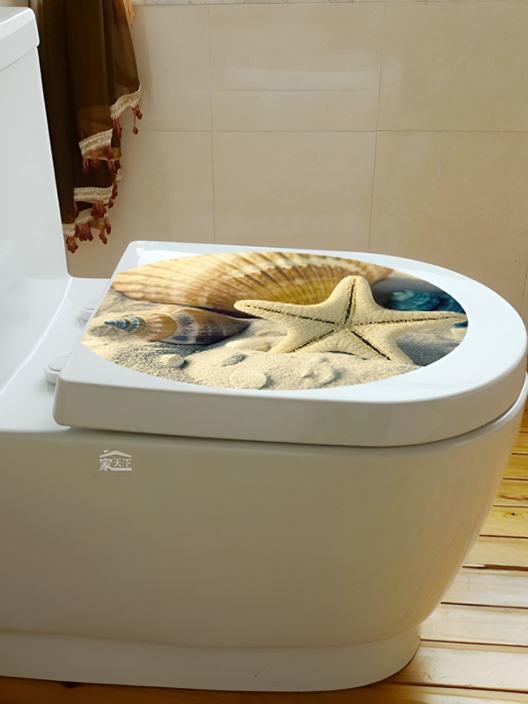 INDIAN ROYALS Blue & Grey Sea Design Printed Self-Adhesive & Durable Wall Sticker