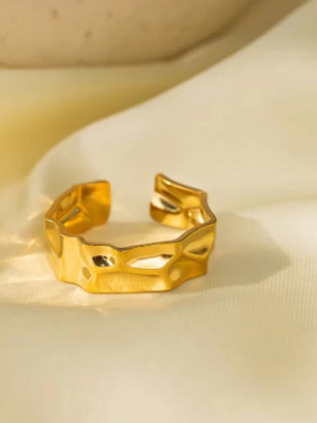 SUBHAGALANKAR Gold-Plated Ocean Waves Adjustable Ring
