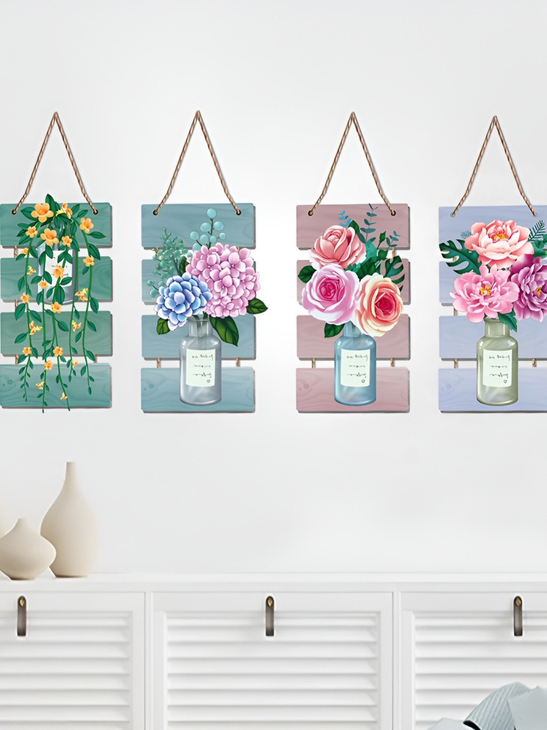 INDIAN ROYALS Blue & Grey Floral Printed Self-Adhesive & Durable Wall Sticker