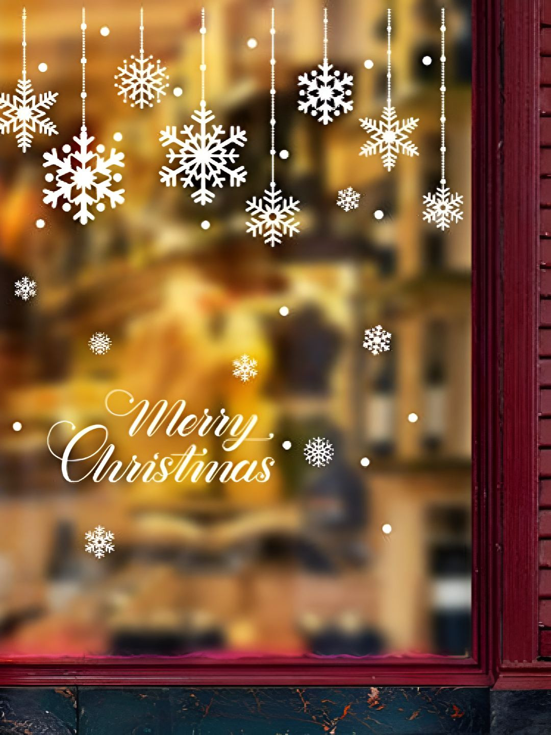 INDIAN ROYALS White Christmas Printed Self-Adhesive & Durable Wall Sticker