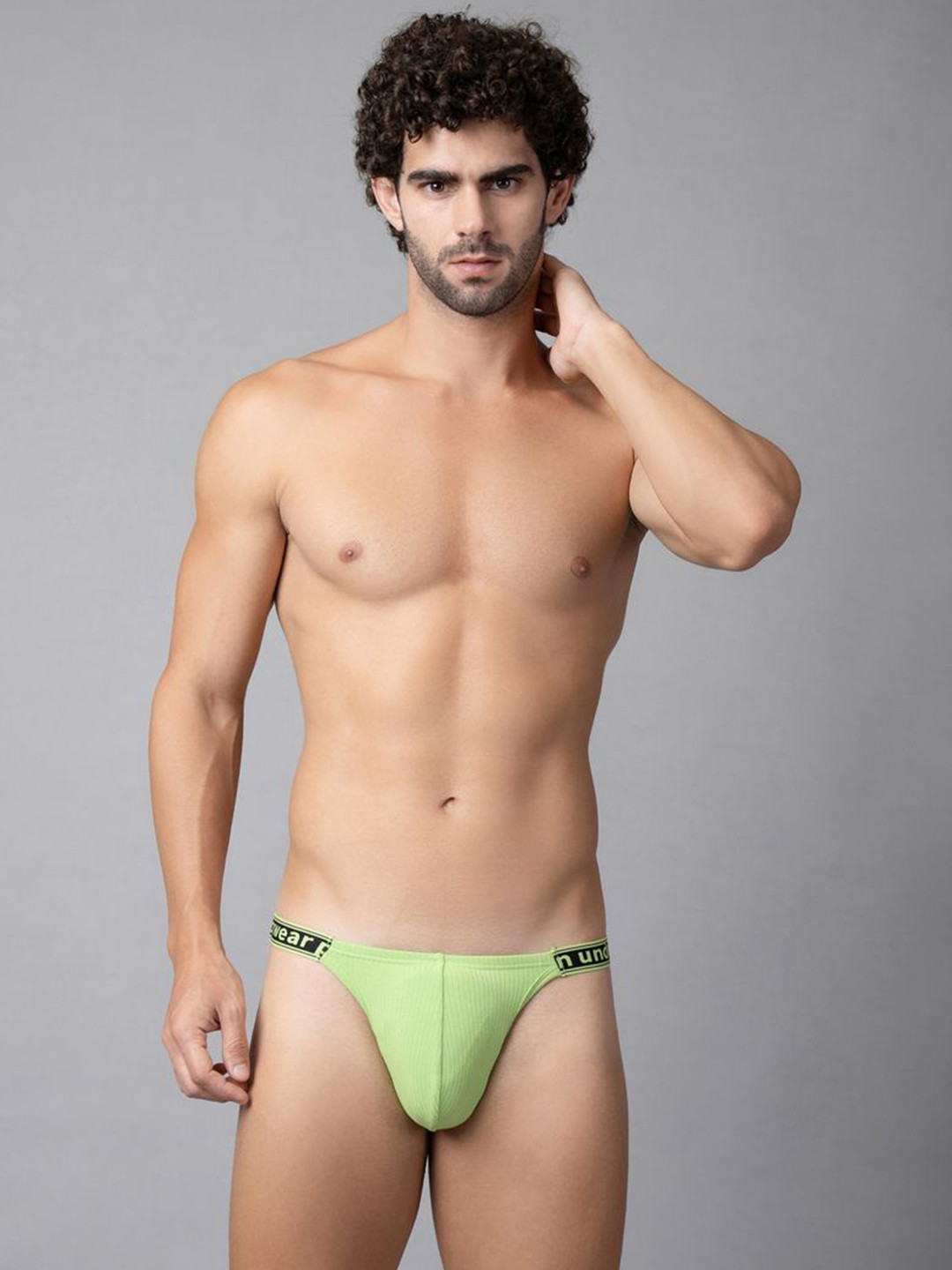Pump club Green ColourPop Ribbed Side Cut Brief For Men