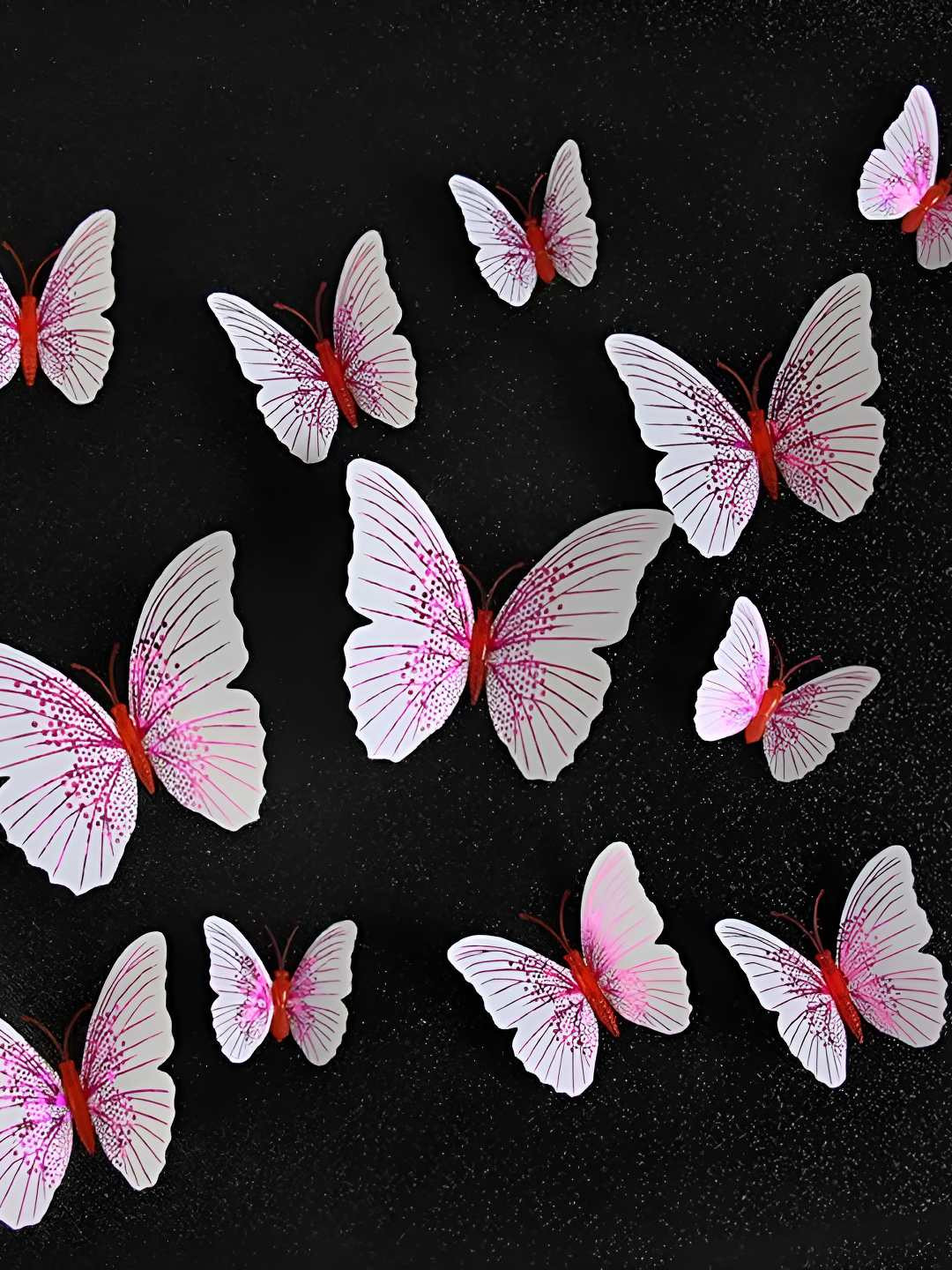 INDIAN ROYALS Red & White 3D Magnet Butterfly Self Adhesive Wall Sticker