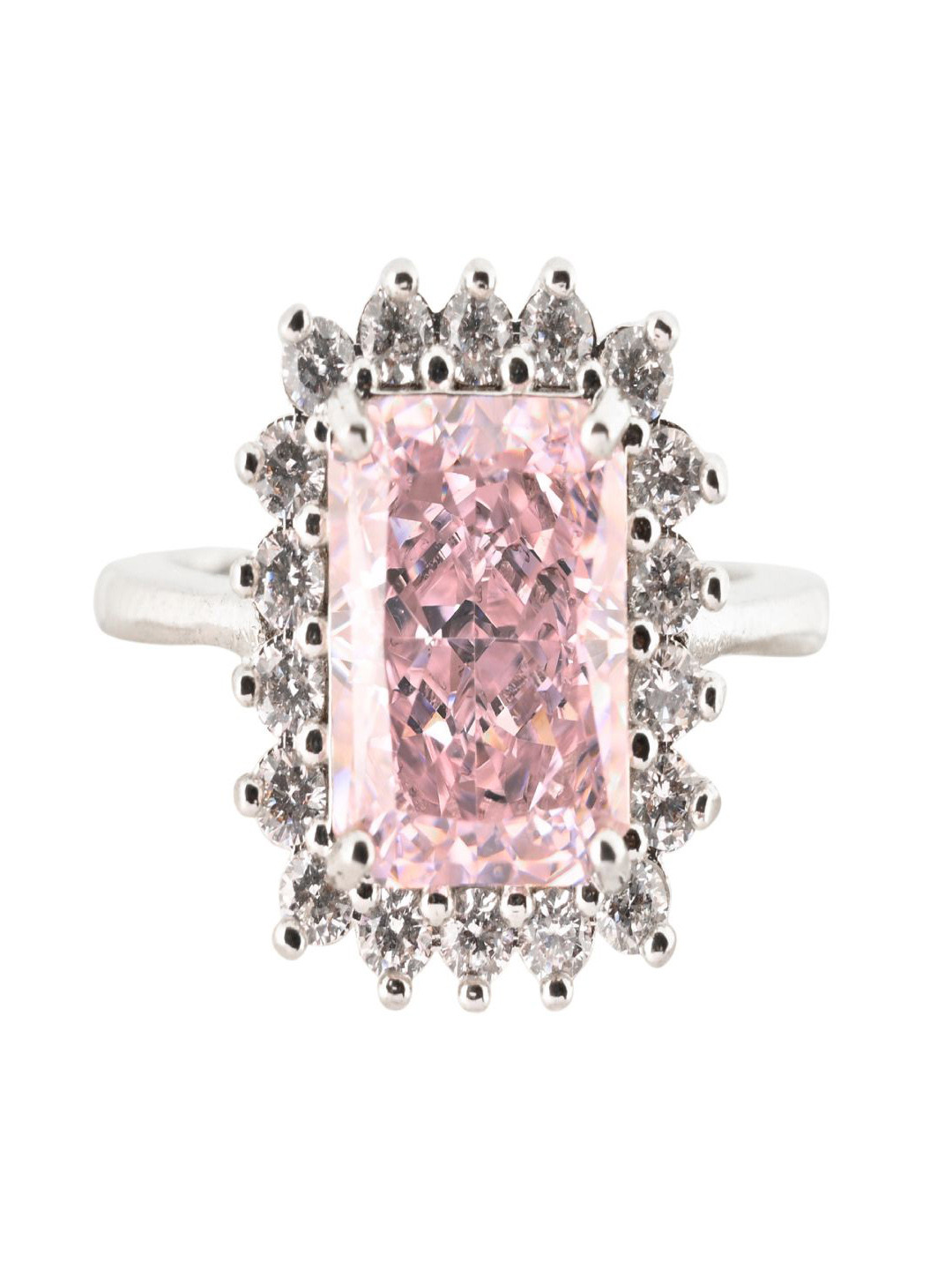 LeZilver Silver-Plated Stone Studded Finger Ring