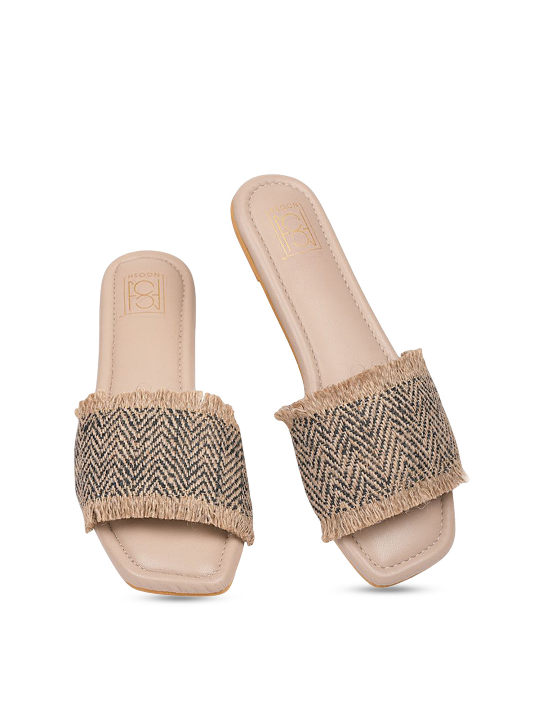 Noosh Women Jute Chevron Open Toe Flats