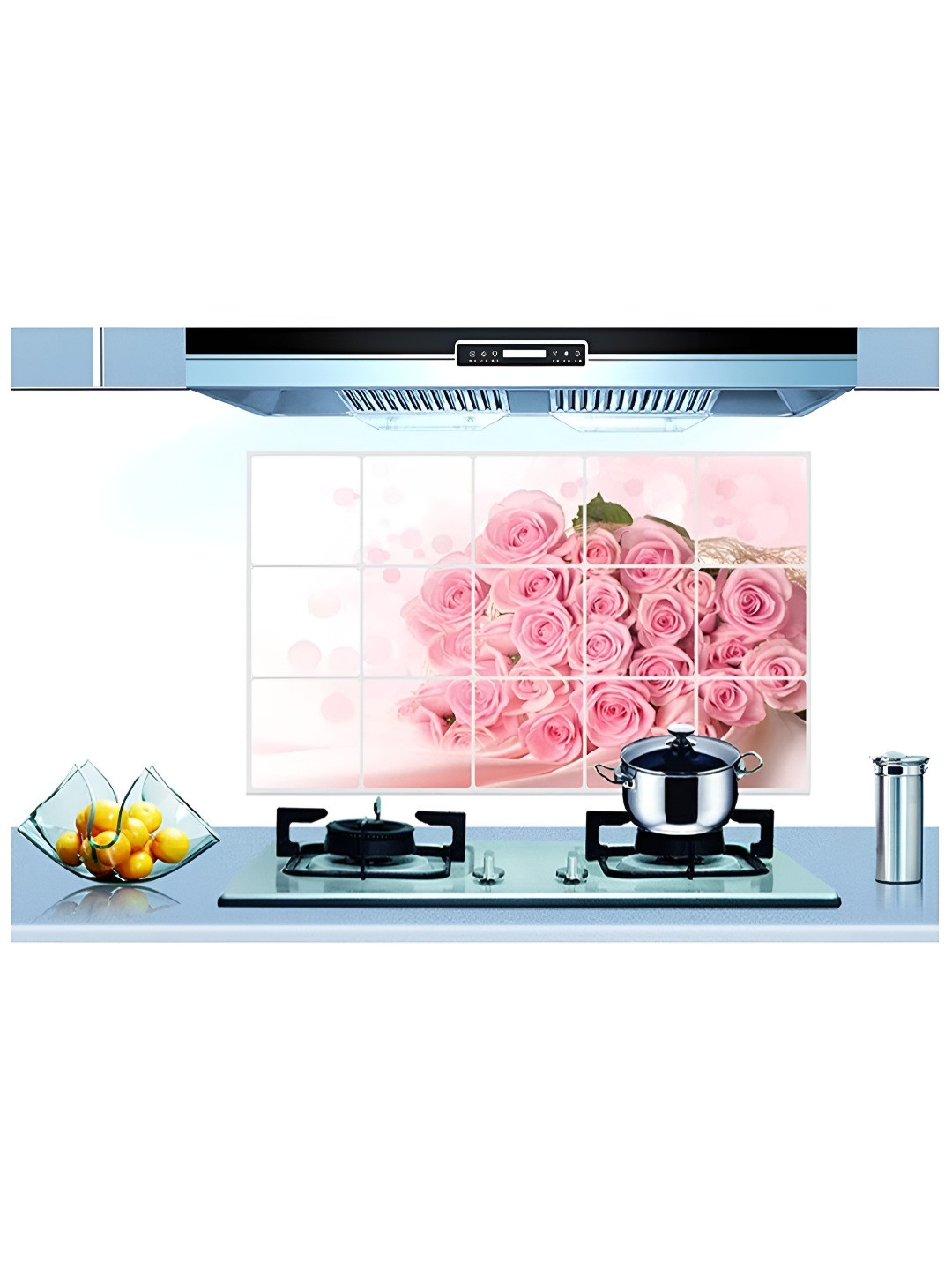 INDIAN ROYALS Pink & Green Heat Resistant Printed Self-Adhesive & Durable Wall Sticker