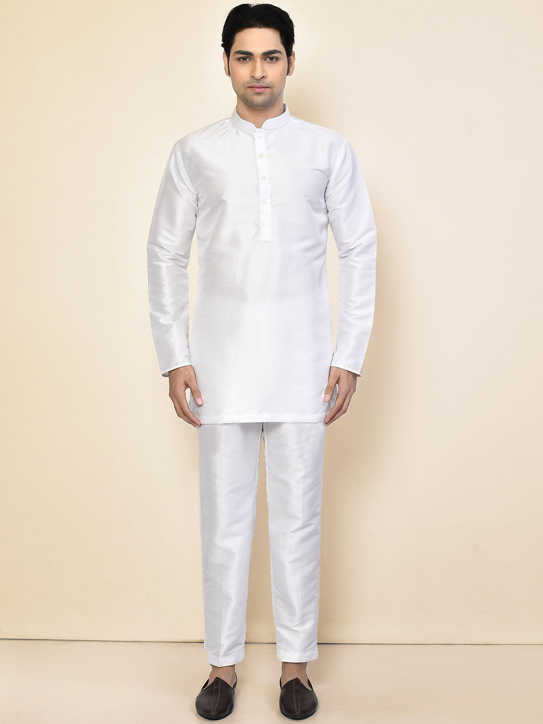 Arihant Rai Sinha Mandarin Collar Satin Straight Kurta With Trousers