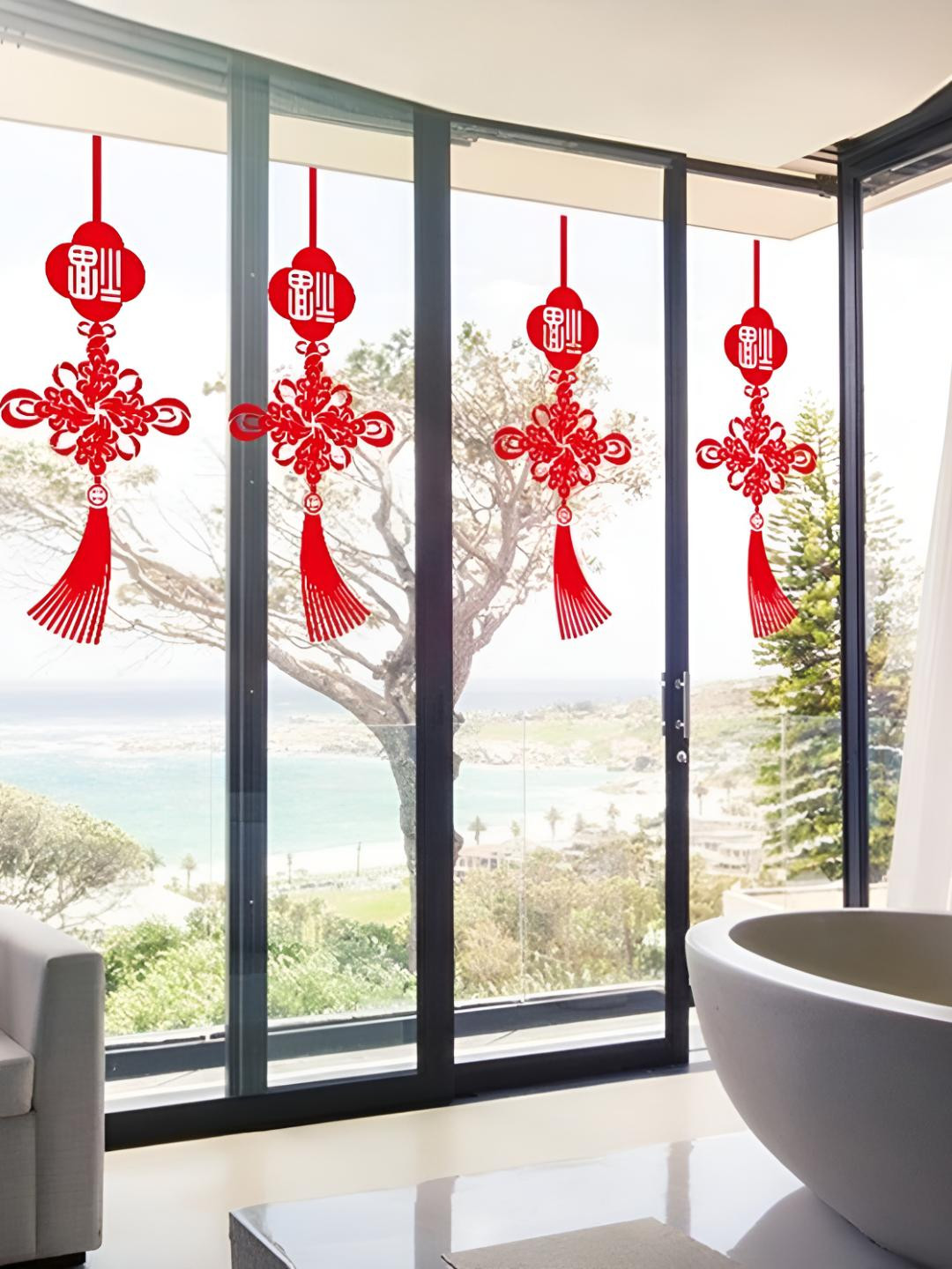 INDIAN ROYALS Red Dream Cather Design Printed Self-Adhesive & Durable Wall Sticker