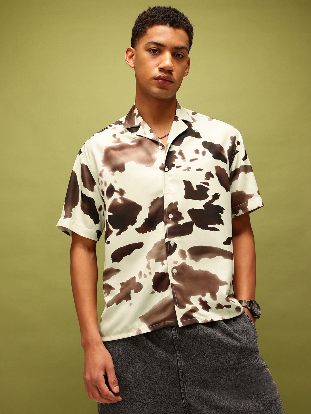 glitchez Animal Print Oversized Fit Shirt