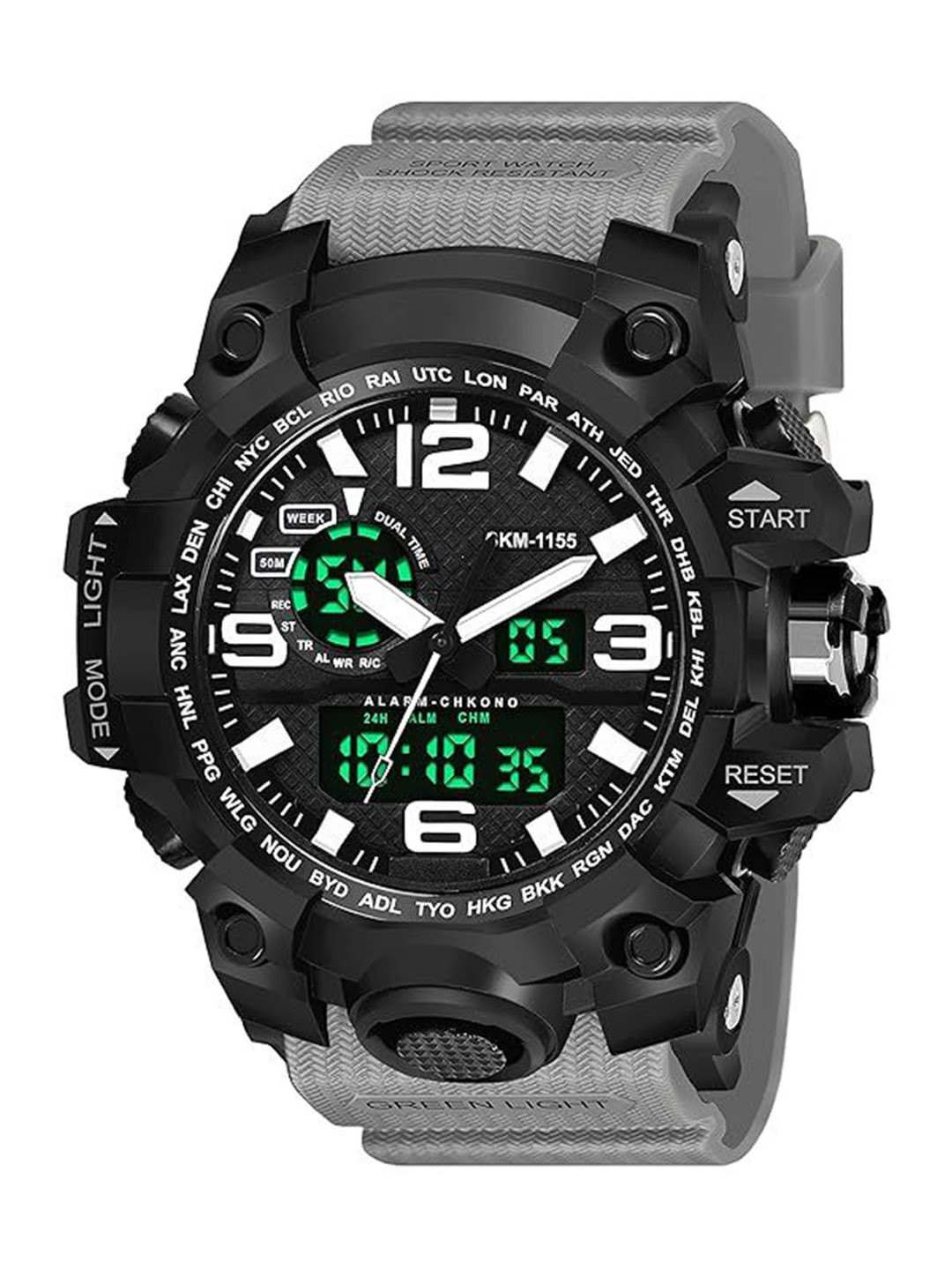 Otage Men Dial & Wrap Around Straps Analogue and Digital Chronograph Watch Otg-1155-Grey2