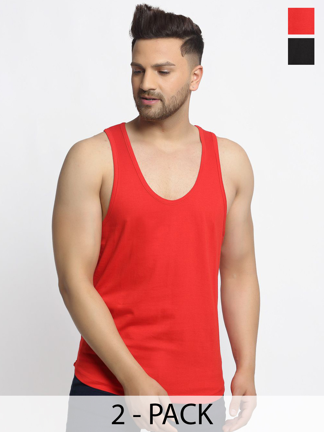 Friskers Pack Of 2 Cotton Gym Vests 10525C-01-03