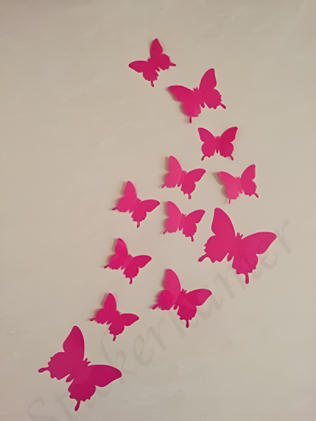 INDIAN ROYALS Set Of 12 Dark Pink Circle 3D Butterfly Wall Sticker