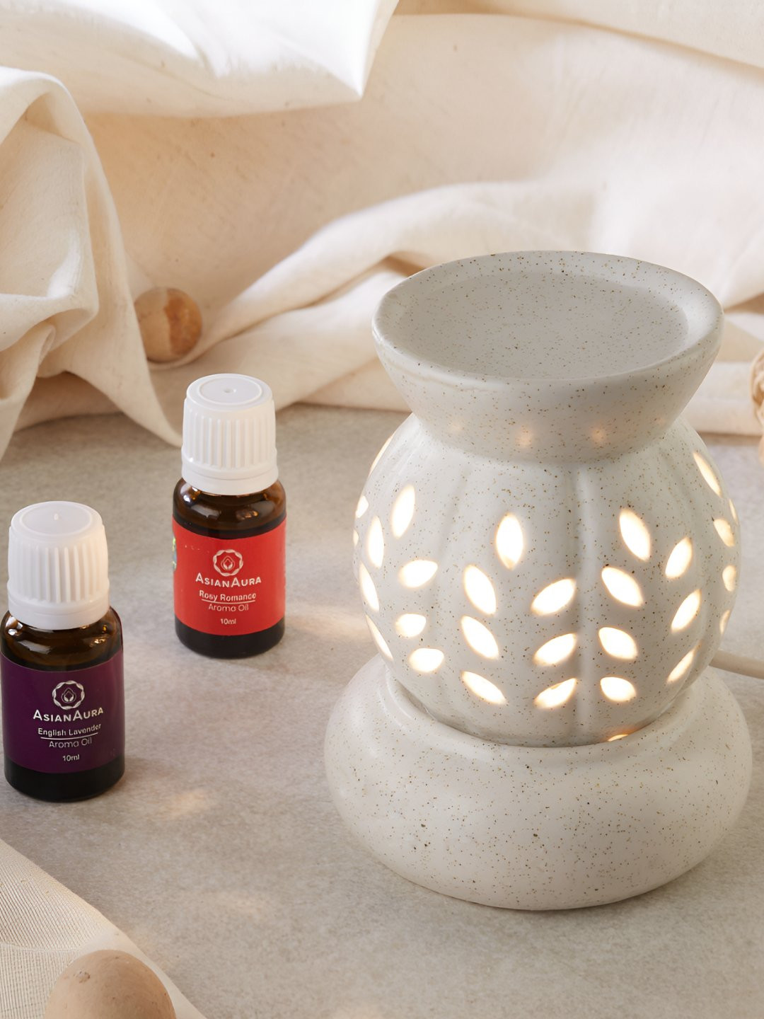 Asian Aura Ceramic Electric Aroma Diffuser with Aroma Oils- 10ml