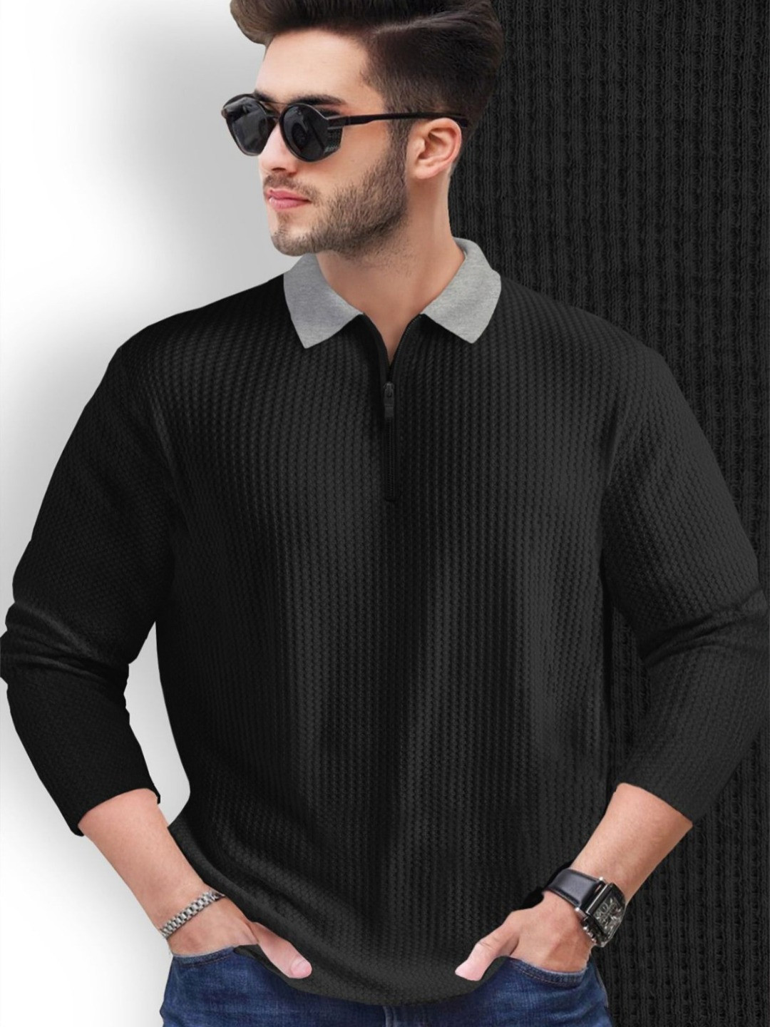 TRIPR Polo Collar Long Sleeves T-shirt