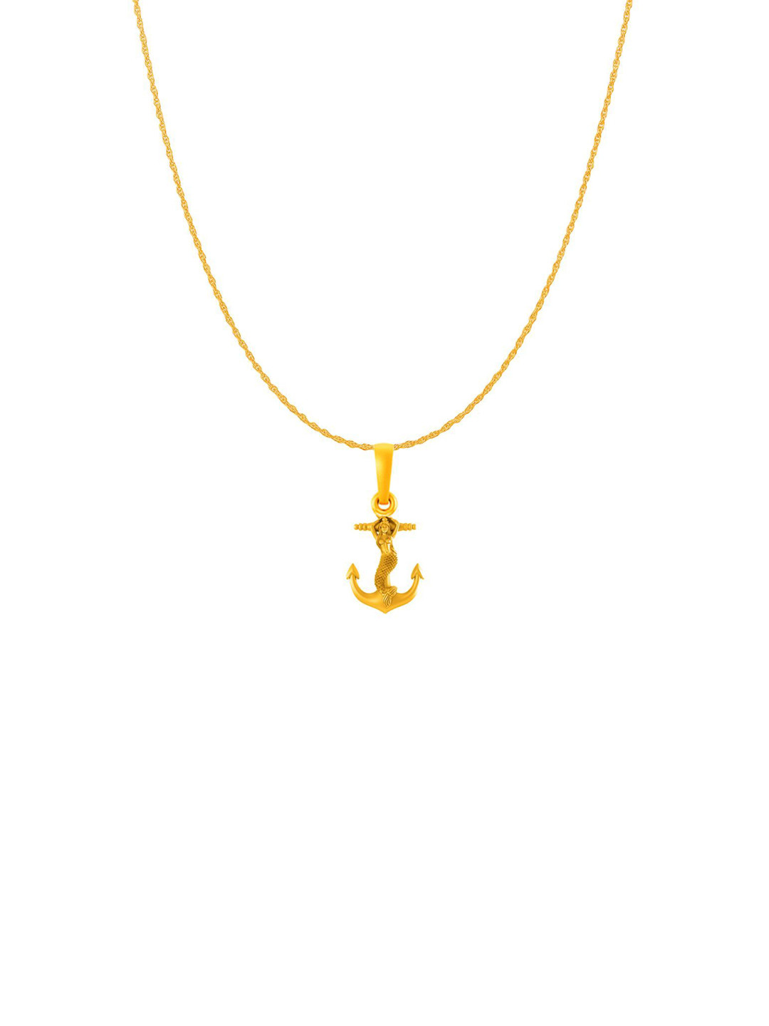 Metronaut 92.5 Sterling Silver 22KT Gold-Plated Anchor Pendant with Rope Chain