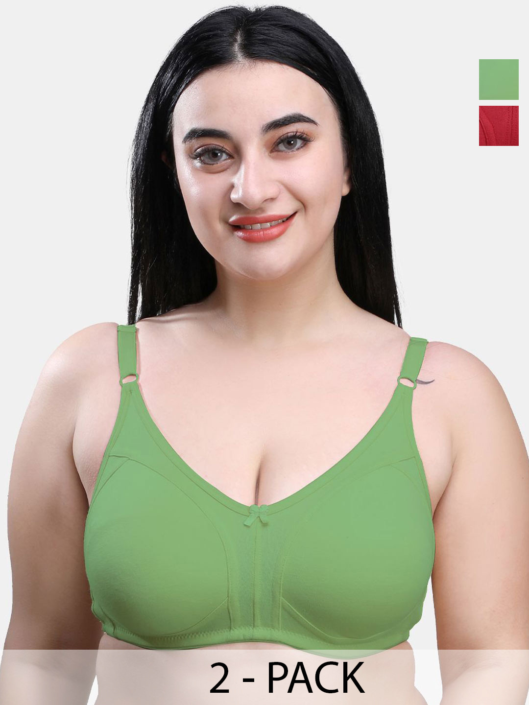 SKDREAMS Cotton Blend Seamless Full Coverage Non Padded Non-Wired Women Pack of 2 Everyday