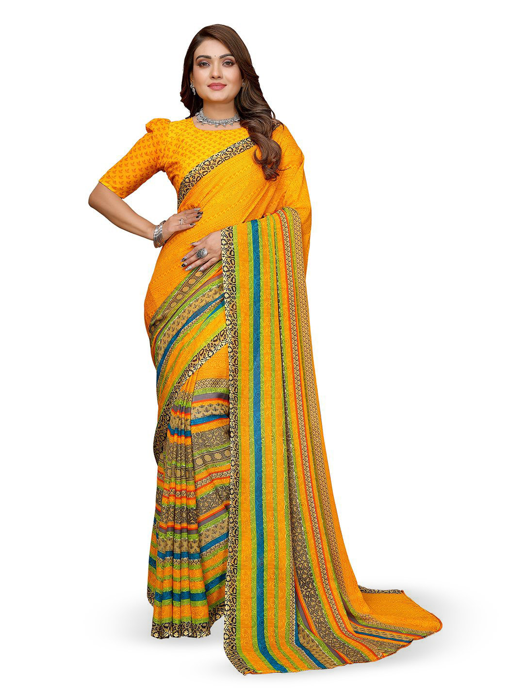 Moda Rapido Floral Poly Georgette Saree