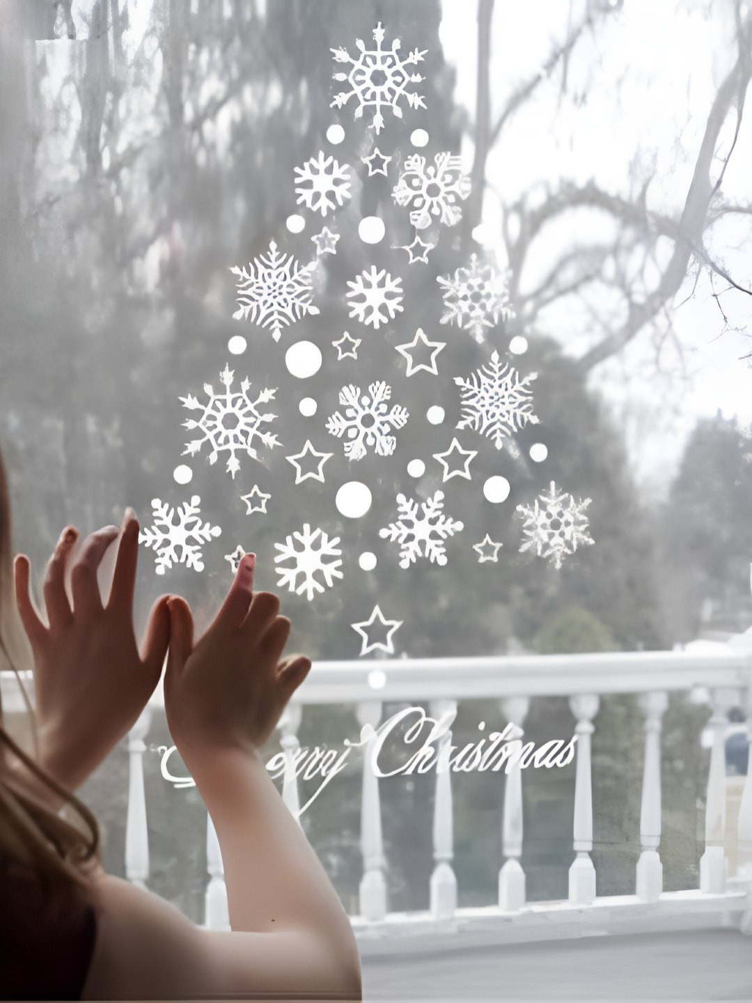 INDIAN ROYALS White Stars Snowflake Printed Self-Adhesive & Durable Wall Sticker