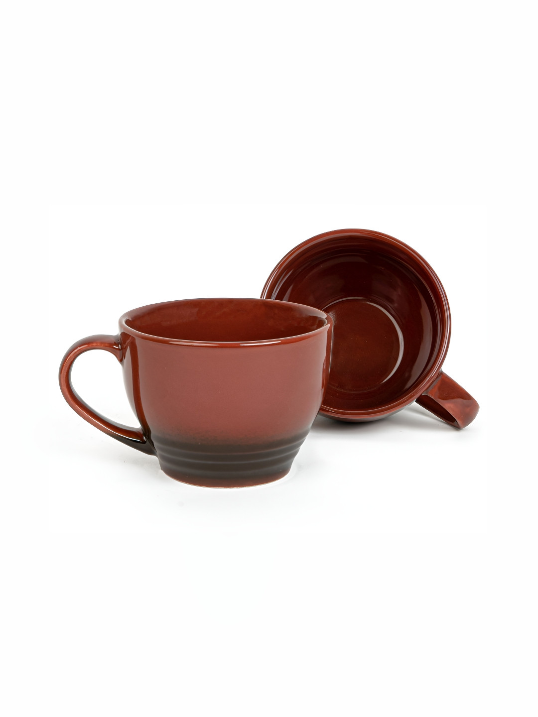 BODHI HOUSE Stackable Brown Ceramic Handmade 2 Piece Mugs-500ml