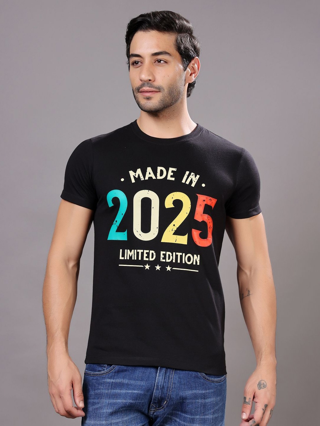 Louis Bayrad Men Dry Fit Typography Printed Round Neck T-shirt