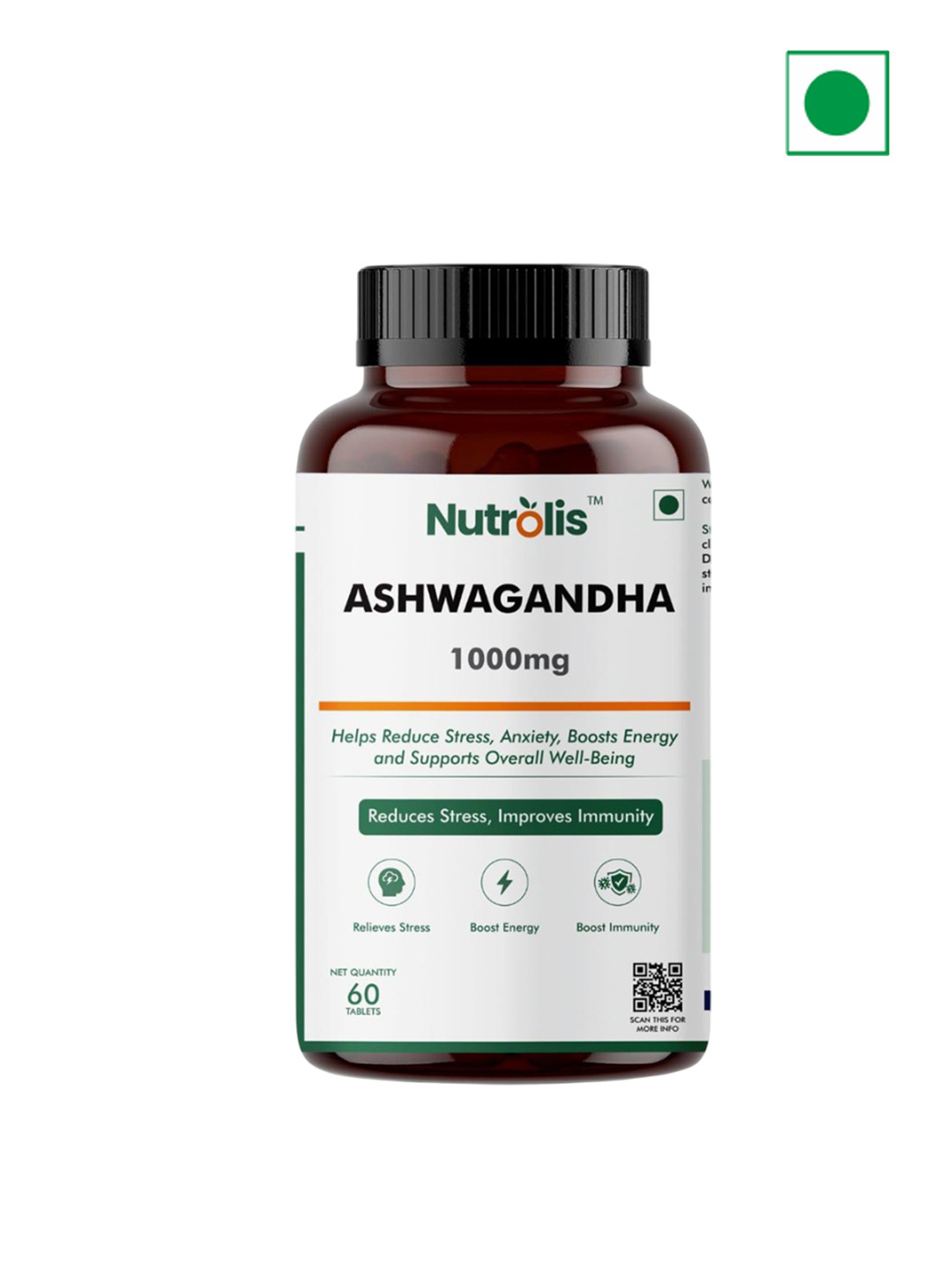 Nutrolis Ashwagandha 1000 mg For Energy Boost Supplement - 90 Tablets