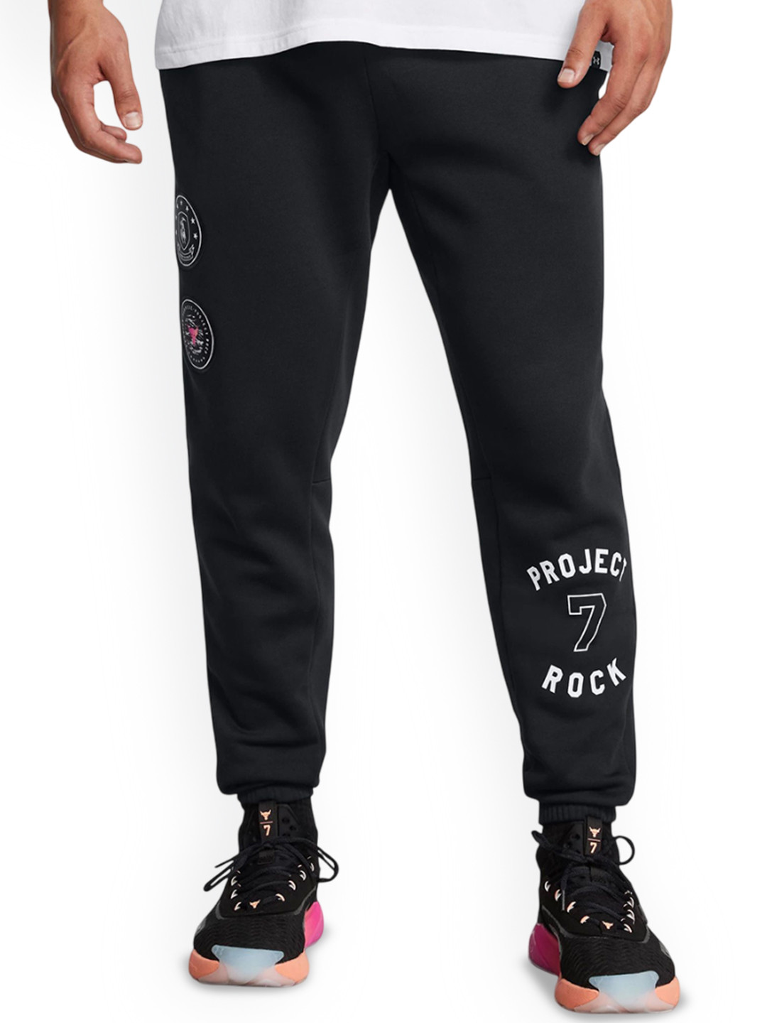 UNDER ARMOUR Project Rock Icon Fleece Men Printed Relaxed Fit Joggers