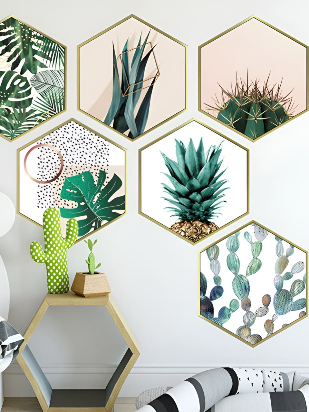 INDIAN ROYALS Green & Teal Blue Printed Self-Adhesive & Durable Wall Sticker