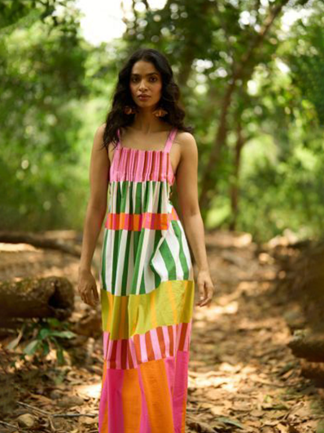 Dash and Dot Striped Poplin Maxi Dress